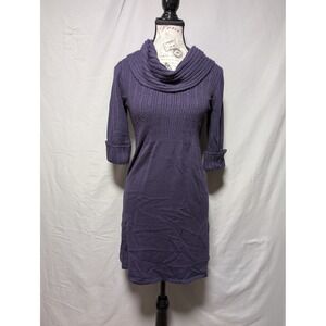 Takeout Women's Purple‎ Cable Knit Cowl Neck Sweater Dress Tunic Size Large